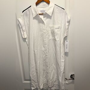 Calvin Klein White Casual Button Down Shirt Dress